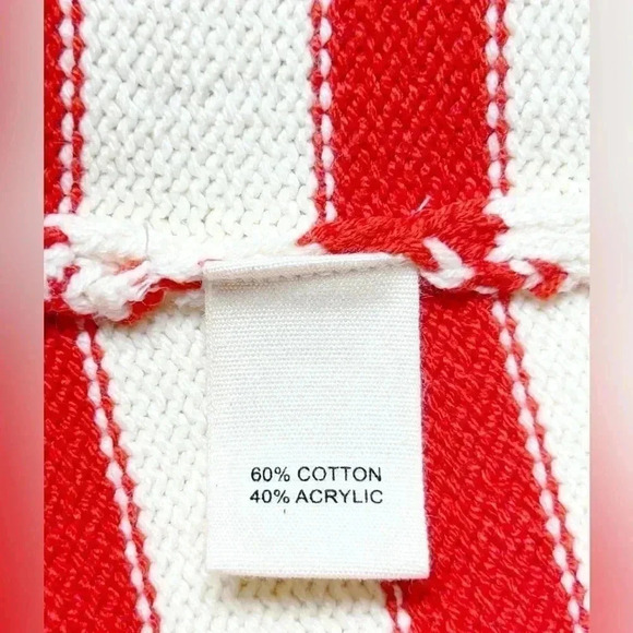 Marled Red and Cream Striped Lace Up Aria Sweater Size Small NWT - Picture 6 of 7